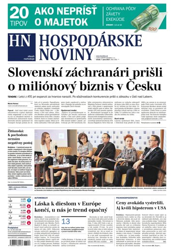 Obálka e-magazínu Hospodárske noviny 07.06.2017