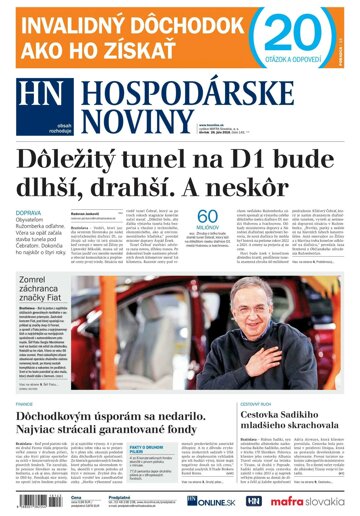 Obálka e-magazínu Hospodárske noviny 26.07.2018
