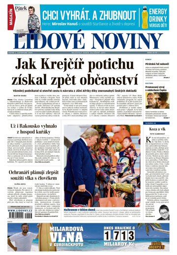 Obálka e-magazínu Lidové noviny 1.11.2019
