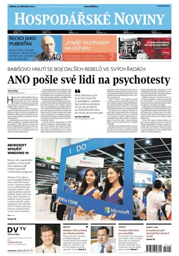 Obálka e-magazínu Hospodářské noviny 145 - 29.7.2015