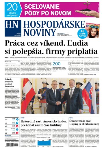 Obálka e-magazínu Hospodárske noviny 27.04.2017