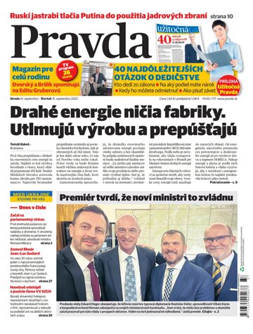 Obálka e-magazínu Pravda 14. 9. 2022