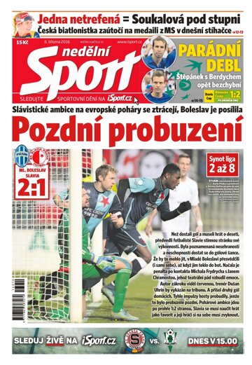 Obálka e-magazínu Nedělní Sport 6.3.2016