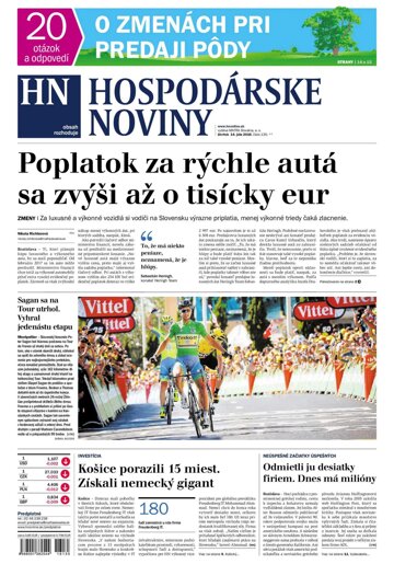 Obálka e-magazínu Hospodárske noviny 14.07.2016