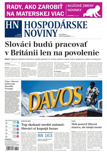 Obálka e-magazínu Hospodárske noviny 18.01.2017