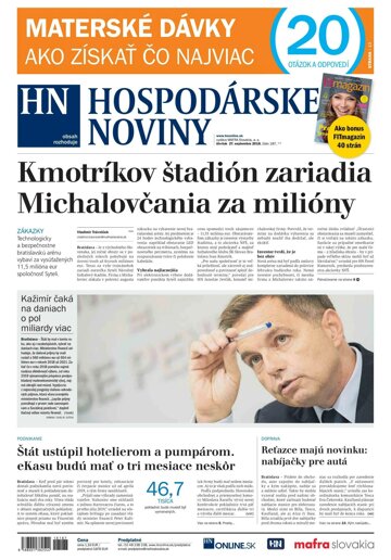 Obálka e-magazínu Hospodárske noviny 27.09.2018