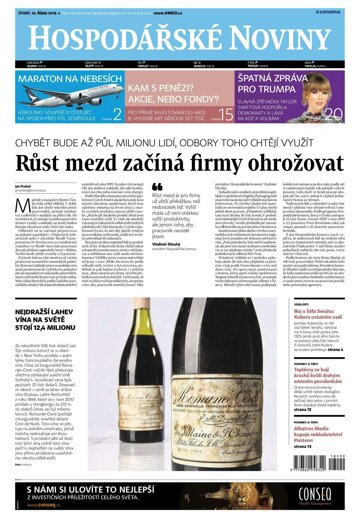 Obálka e-magazínu Hospodářské noviny 199 - 16.10.2018