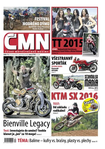 Obálka e-magazínu ČESKÉ MOTOCYKLOVÉ NOVINY 13/2015