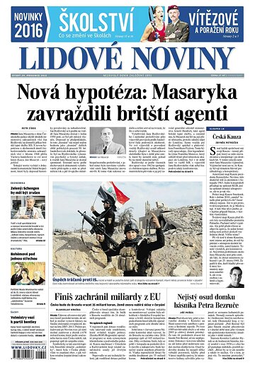 Obálka e-magazínu Lidové noviny 29.12.2015