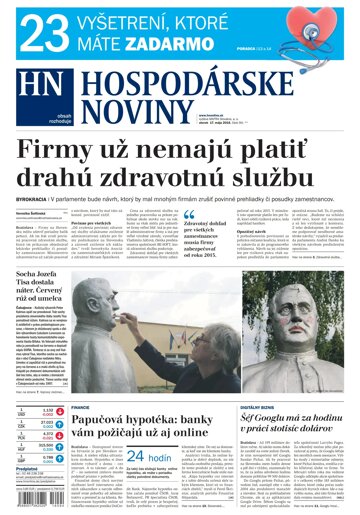 Obálka e-magazínu Hospodárske noviny 17.05.2016