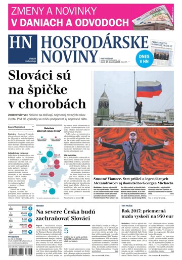 Obálka e-magazínu Hospodárske noviny 27.12.2016