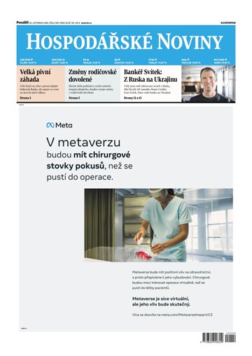 Obálka e-magazínu Hospodářské noviny 229 - 28.11.2022