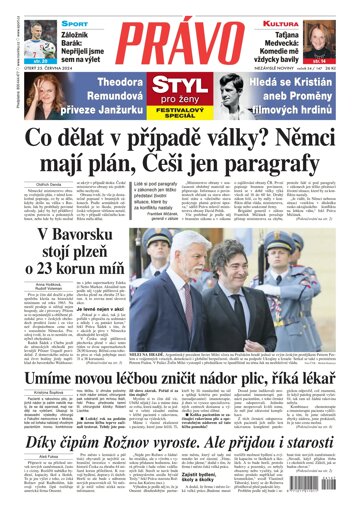 Obálka e-magazínu Deník Právo 25.6.2024
