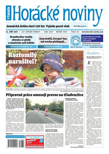 Obálka e-magazínu Horácké Noviny 39/2026