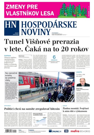 Obálka e-magazínu Hospodárske noviny 20.12.2017