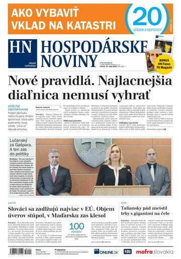 Obálka e-magazínu Hospodárske noviny 31.05.2018