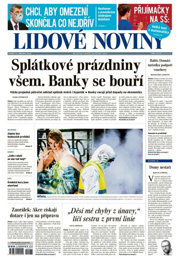 Obálka e-magazínu Lidové noviny 31.3.2020