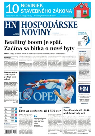 Obálka e-magazínu Hospodárske noviny 09.09.2015