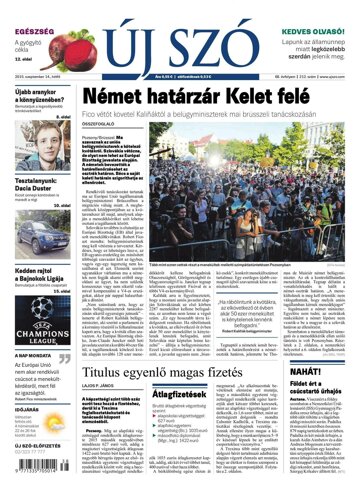 Obálka e-magazínu Új Szó 14.9.2015