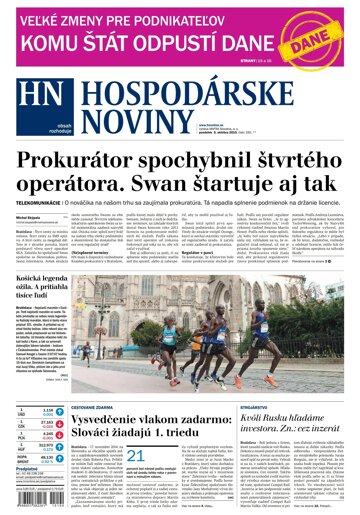 Obálka e-magazínu Hospodárske noviny 05.10.2015