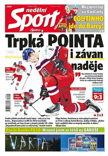 Obálka e-magazínu Nedělní Sport 7.1.2018