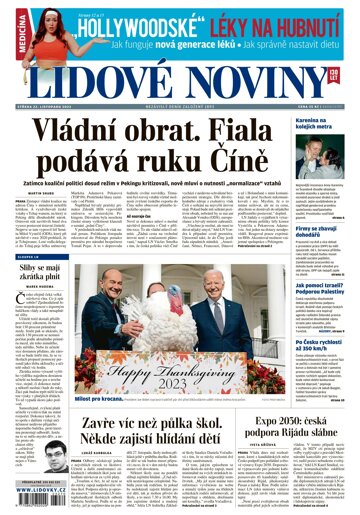 Obálka e-magazínu Lidové noviny 22.11.2023