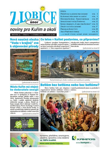 Obálka e-magazínu Zlobice noviny pro Kuřim a okolí 2/2025