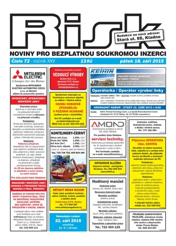Obálka e-magazínu Risk 72/2015