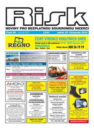 Obálka e-magazínu Risk 89/2015