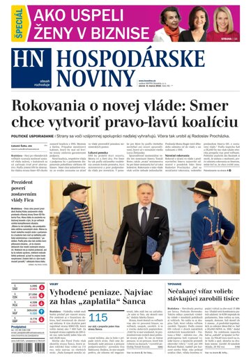 Obálka e-magazínu Hospodárske noviny 8.3.2016