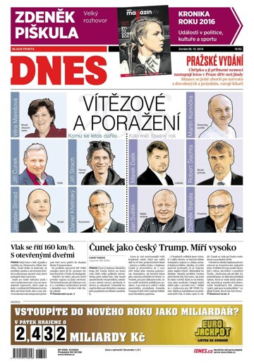 Obálka e-magazínu MF Dnes 29.12.2016