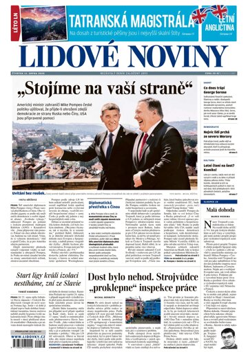 Obálka e-magazínu Lidové noviny 13.8.2020