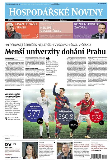 Obálka e-magazínu Hospodářské noviny 014 - 21.1.2016