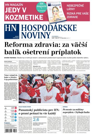 Obálka e-magazínu Hospodárske noviny 15.04.2016