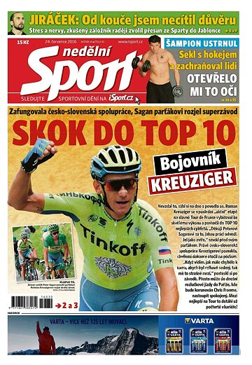 Obálka e-magazínu Nedělní Sport 24.7.2016