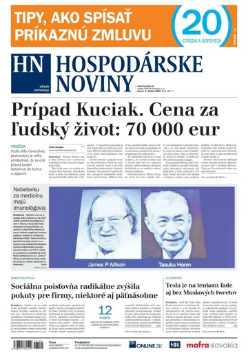 Obálka e-magazínu Hospodárske noviny 02.10.2018