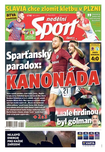 Obálka e-magazínu Nedělní Sport 27.10.2019
