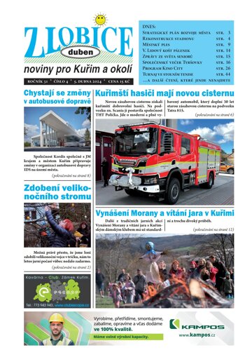 Obálka e-magazínu Zlobice – noviny pro Kuřim a okolí 4/2024