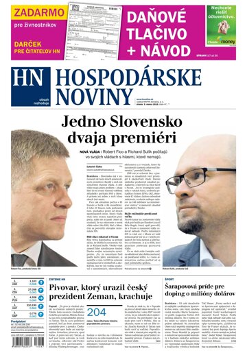 Obálka e-magazínu Hospodárske noviny 9.3.2016