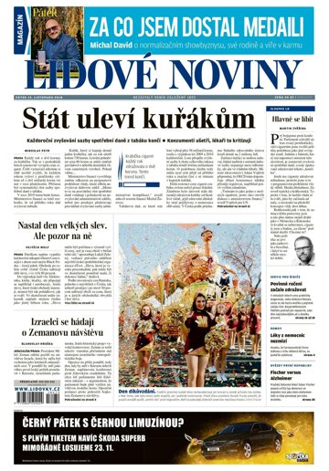 Obálka e-magazínu Lidové noviny 23.11.2018