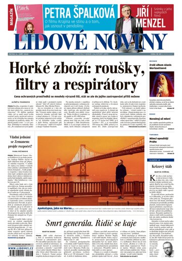Obálka e-magazínu Lidové noviny 11.9.2020