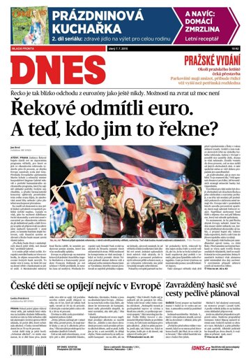 Obálka e-magazínu MF Dnes 7.7.2015