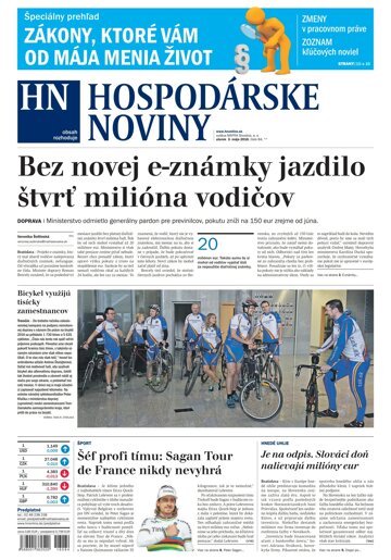 Obálka e-magazínu Hospodárske noviny 03.05.2016