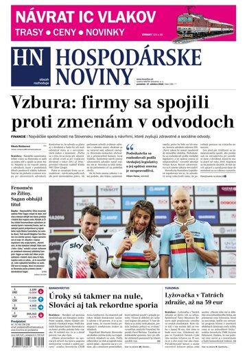 Obálka e-magazínu Hospodárske noviny 17.10.2016