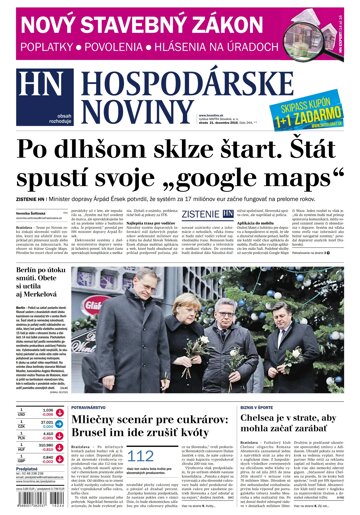 Obálka e-magazínu Hospodárske noviny 21.12.2016