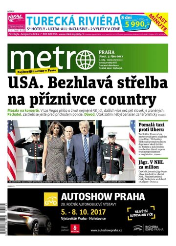 Obálka e-magazínu deník METRO 3.10.2017