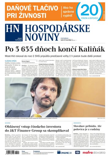 Obálka e-magazínu Hospodárske noviny 13.03.2018