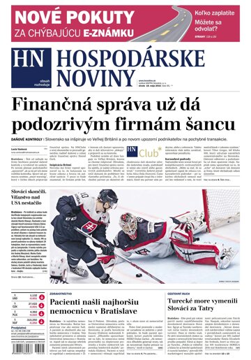Obálka e-magazínu Hospodárske noviny 18.5.2016