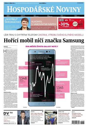 Obálka e-magazínu Hospodářské noviny 198 - 12.10.2016