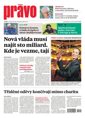 Obálka e-magazínu Deník Právo 3.11.2025